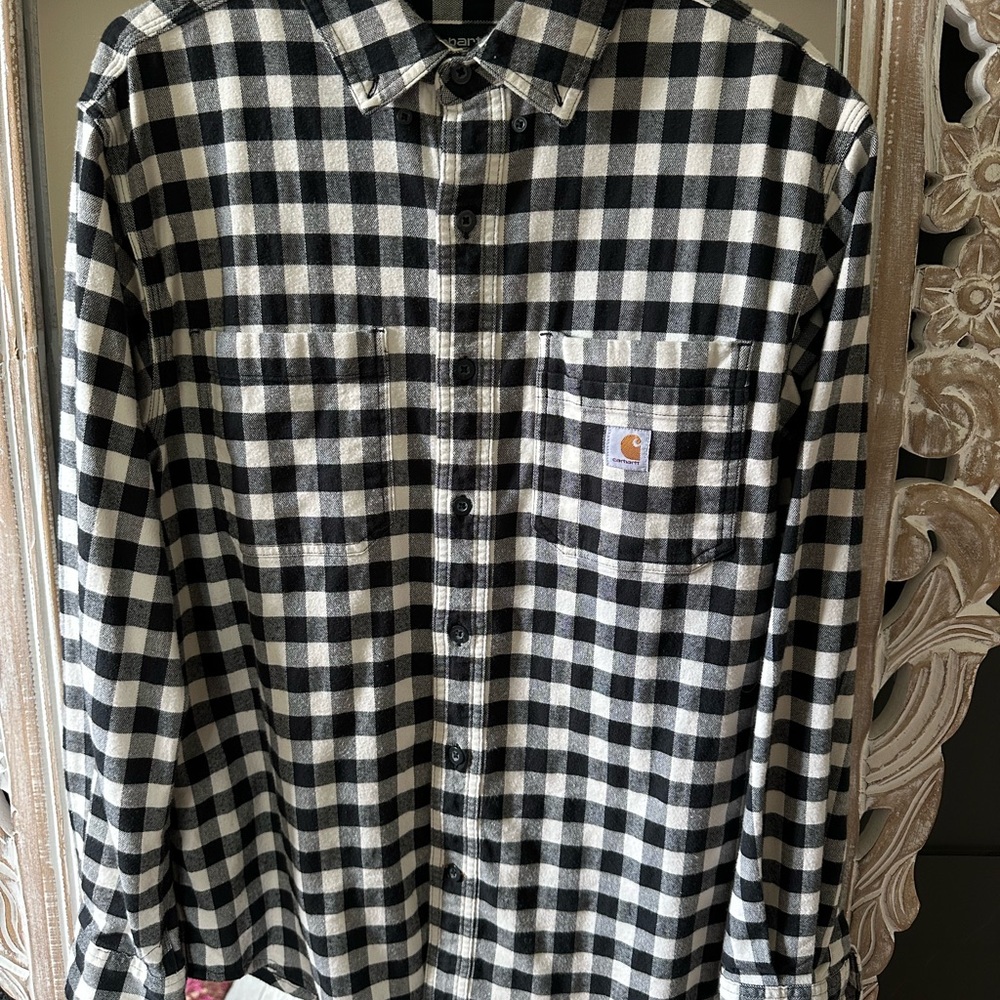 Carhartt Men's Black and White Checkered Shirt